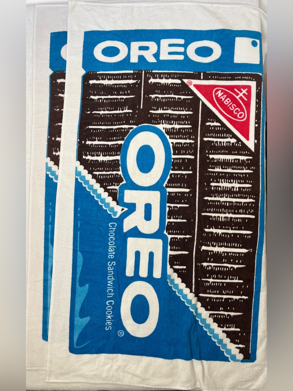 Set Of 2 VTG 1980s Oreo Nabisco Beach Towel USA Made RN17644 35x58 Retro